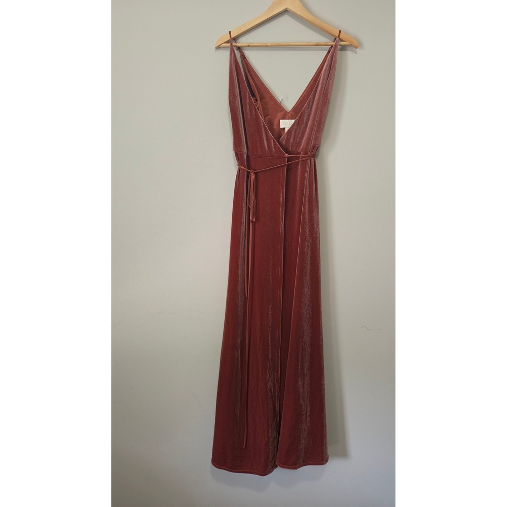 Jenny Yoo Collection Velvet Maxi Dress Cinnamon Rose Wrap V-Neck Formal Gown 2